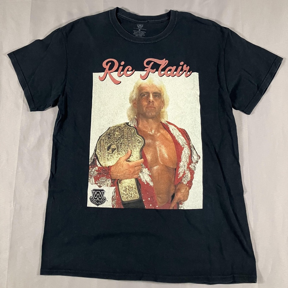Ric Flair WWE Shirt‎ Mens Medium Black Graphic Wrestler Tee World Champ 2014